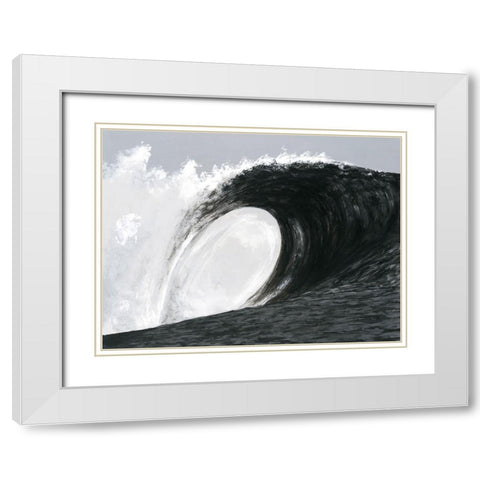 Black And White Waves IV White Modern Wood Framed Art Print with Double Matting by Willett, Michael
