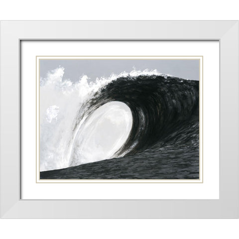 Black And White Waves IV White Modern Wood Framed Art Print with Double Matting by Willett, Michael