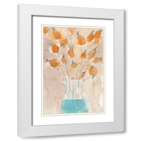 Poppy Vase I White Modern Wood Framed Art Print with Double Matting by Dixon, Samuel