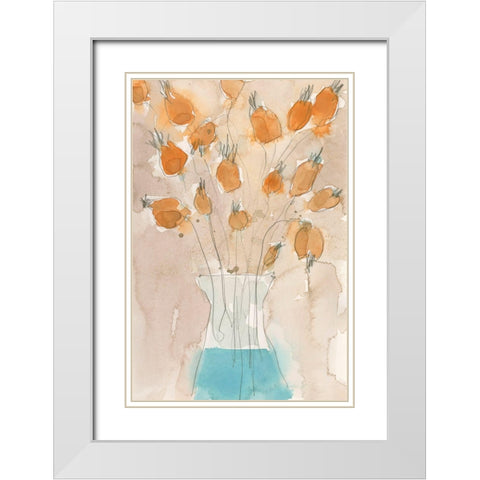 Poppy Vase I White Modern Wood Framed Art Print with Double Matting by Dixon, Samuel