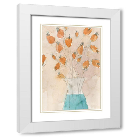 Poppy Vase II White Modern Wood Framed Art Print with Double Matting by Dixon, Samuel