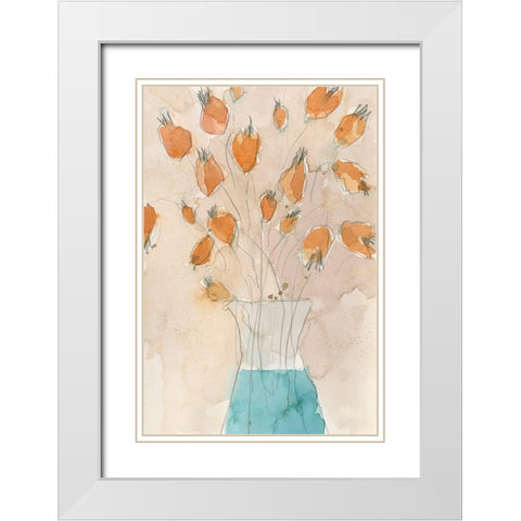 Poppy Vase II White Modern Wood Framed Art Print with Double Matting by Dixon, Samuel