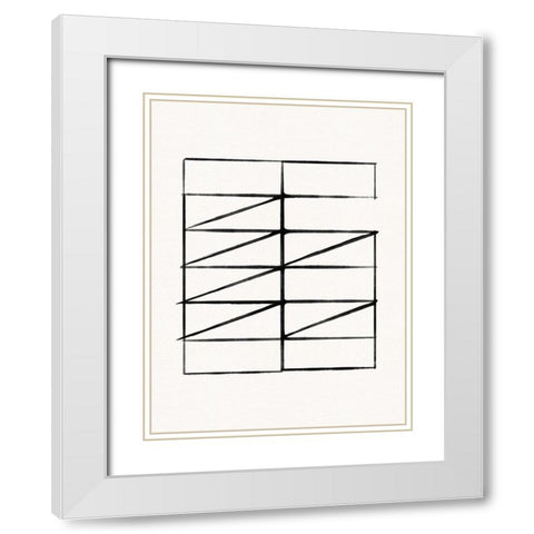 Abstract Ink Grid I White Modern Wood Framed Art Print with Double Matting by Green, Jacob