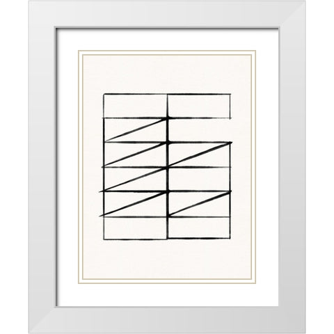 Abstract Ink Grid I White Modern Wood Framed Art Print with Double Matting by Green, Jacob