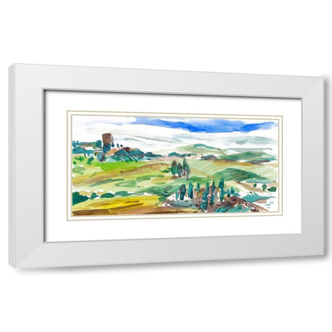 Vibrant Tuscan Landscape I White Modern Wood Framed Art Print with Double Matting by Wang, Melissa