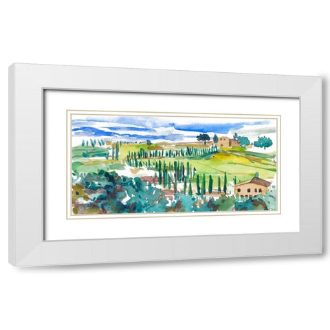 Vibrant Tuscan Landscape II White Modern Wood Framed Art Print with Double Matting by Wang, Melissa