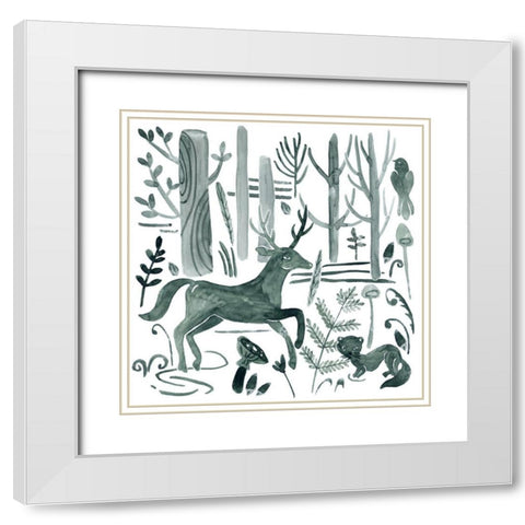 Forest Animals I White Modern Wood Framed Art Print with Double Matting by Wang, Melissa