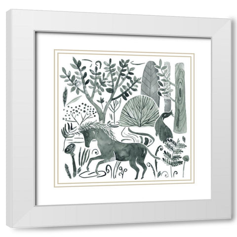 Forest Animals II White Modern Wood Framed Art Print with Double Matting by Wang, Melissa