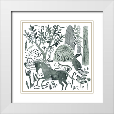 Forest Animals II White Modern Wood Framed Art Print with Double Matting by Wang, Melissa