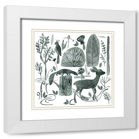 Forest Animals III White Modern Wood Framed Art Print with Double Matting by Wang, Melissa