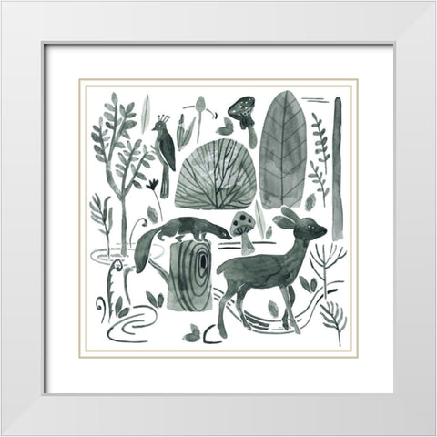 Forest Animals III White Modern Wood Framed Art Print with Double Matting by Wang, Melissa