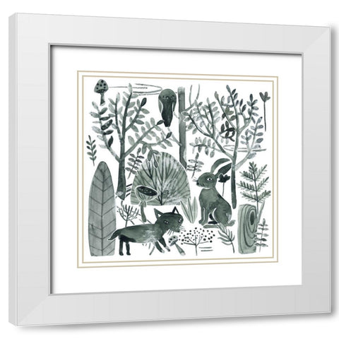 Forest Animals IV White Modern Wood Framed Art Print with Double Matting by Wang, Melissa