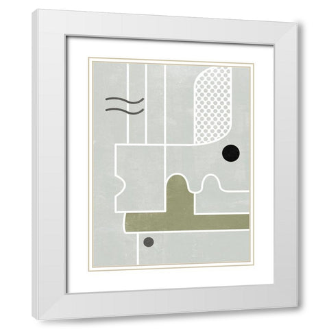 White Tile I White Modern Wood Framed Art Print with Double Matting by Wang, Melissa