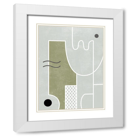 White Tile II White Modern Wood Framed Art Print with Double Matting by Wang, Melissa