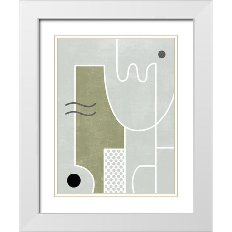 White Tile II White Modern Wood Framed Art Print with Double Matting by Wang, Melissa