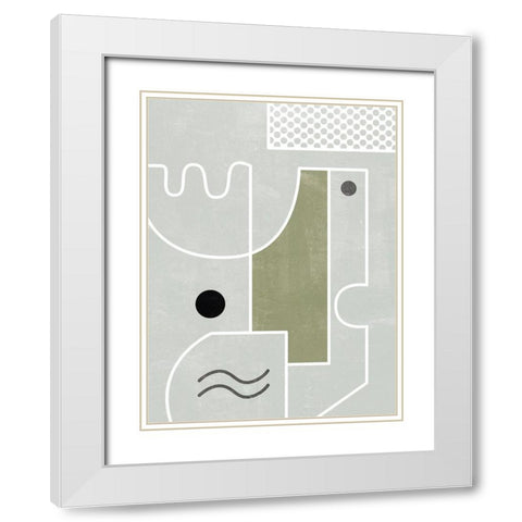 White Tile III White Modern Wood Framed Art Print with Double Matting by Wang, Melissa