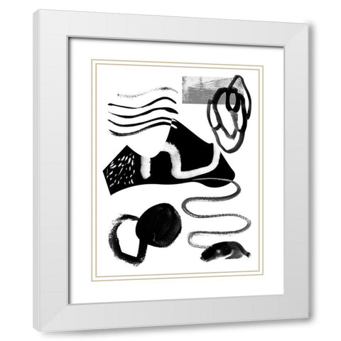 Memory Impressions I White Modern Wood Framed Art Print with Double Matting by Wang, Melissa