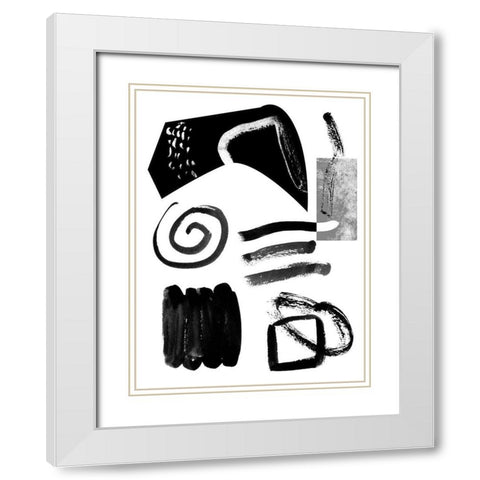 Memory Impressions II White Modern Wood Framed Art Print with Double Matting by Wang, Melissa