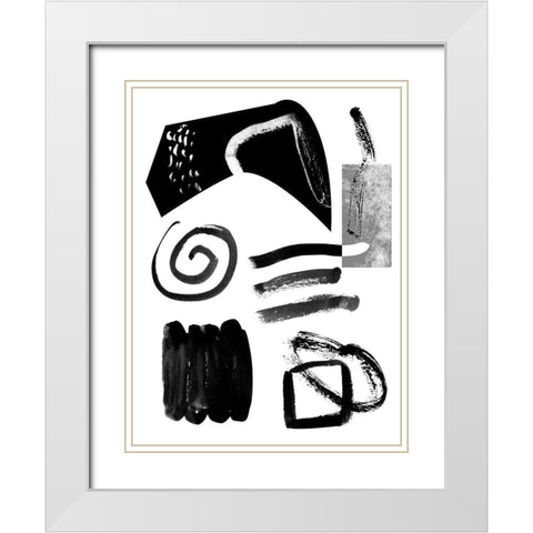 Memory Impressions II White Modern Wood Framed Art Print with Double Matting by Wang, Melissa