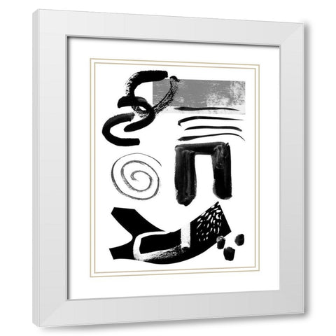 Memory Impressions IV White Modern Wood Framed Art Print with Double Matting by Wang, Melissa
