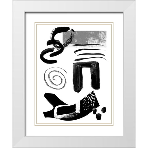 Memory Impressions IV White Modern Wood Framed Art Print with Double Matting by Wang, Melissa