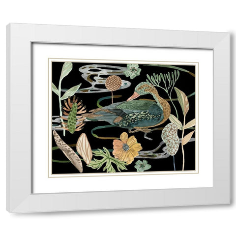Duck in River I White Modern Wood Framed Art Print with Double Matting by Wang, Melissa