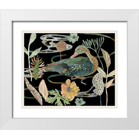 Duck in River I White Modern Wood Framed Art Print with Double Matting by Wang, Melissa