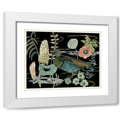 Duck in River II White Modern Wood Framed Art Print with Double Matting by Wang, Melissa