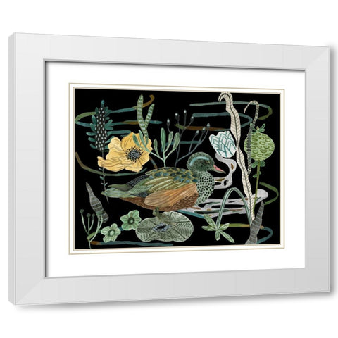 Duck in River III White Modern Wood Framed Art Print with Double Matting by Wang, Melissa