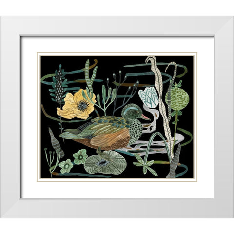 Duck in River III White Modern Wood Framed Art Print with Double Matting by Wang, Melissa