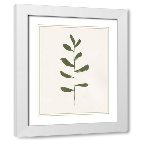 Minimal Sprig I White Modern Wood Framed Art Print with Double Matting by Barnes, Victoria