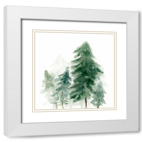 Evergreen Grove II White Modern Wood Framed Art Print with Double Matting by Vess, June Erica