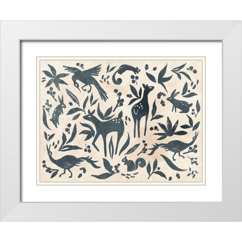 Woodland Woodblock I White Modern Wood Framed Art Print with Double Matting by Vess, June Erica