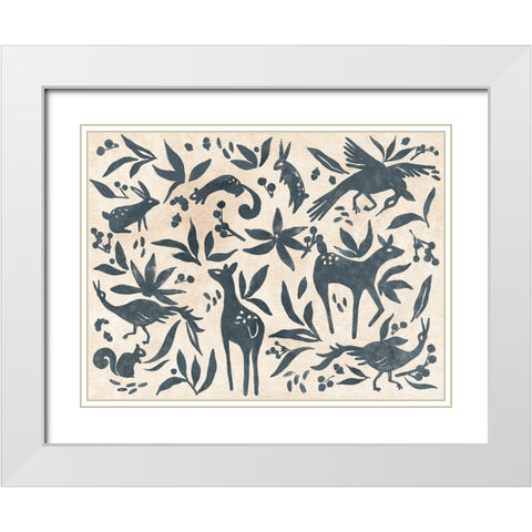 Woodland Woodblock II White Modern Wood Framed Art Print with Double Matting by Vess, June Erica