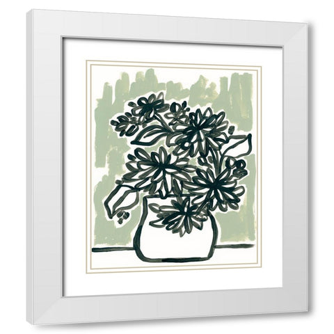 Windowsill Blossoms I White Modern Wood Framed Art Print with Double Matting by Vess, June Erica