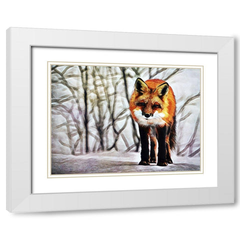 Red Fox Fascination White Modern Wood Framed Art Print with Double Matting by Aldridge, Ashley