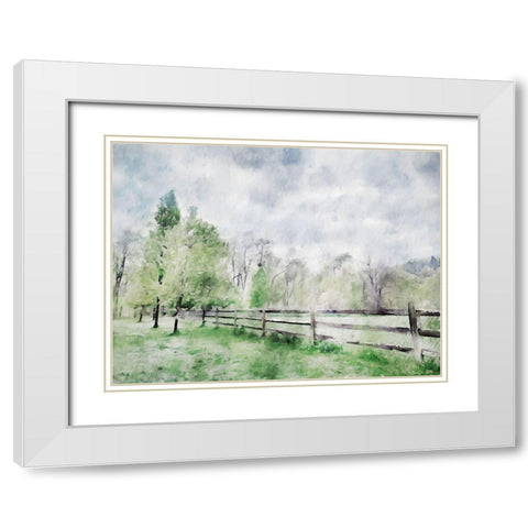 Scenic Fence White Modern Wood Framed Art Print with Double Matting by Curinga, Kim