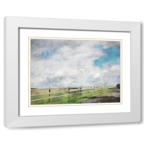 Pasture Fence White Modern Wood Framed Art Print with Double Matting by Curinga, Kim