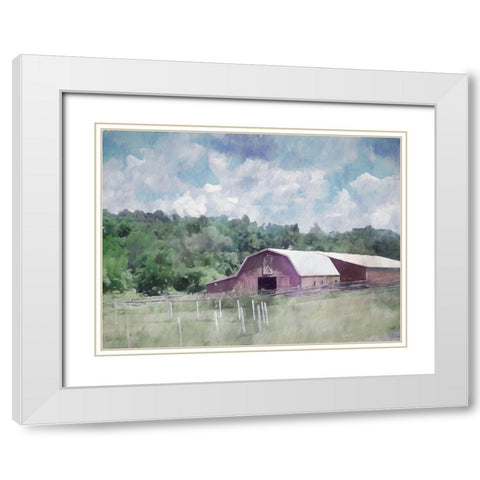 Barn in the Pasture White Modern Wood Framed Art Print with Double Matting by Curinga, Kim