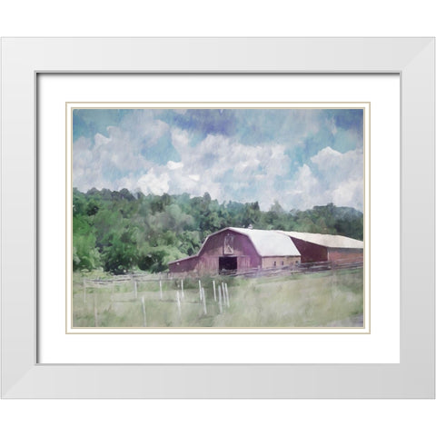 Barn in the Pasture White Modern Wood Framed Art Print with Double Matting by Curinga, Kim