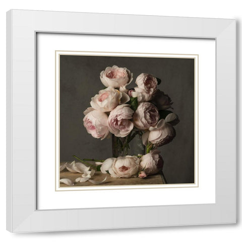 Smitten By Roses White Modern Wood Framed Art Print with Double Matting by McLean, Leah