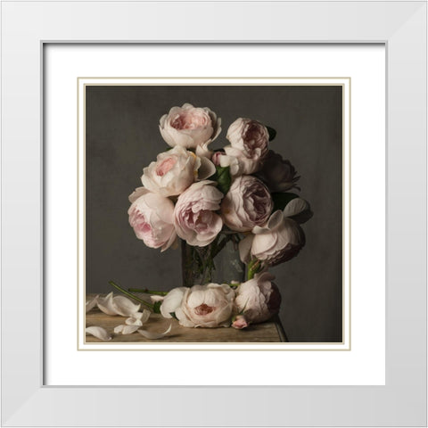Smitten By Roses White Modern Wood Framed Art Print with Double Matting by McLean, Leah