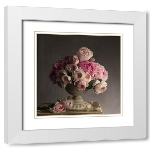 Vintage Pink Petals White Modern Wood Framed Art Print with Double Matting by McLean, Leah