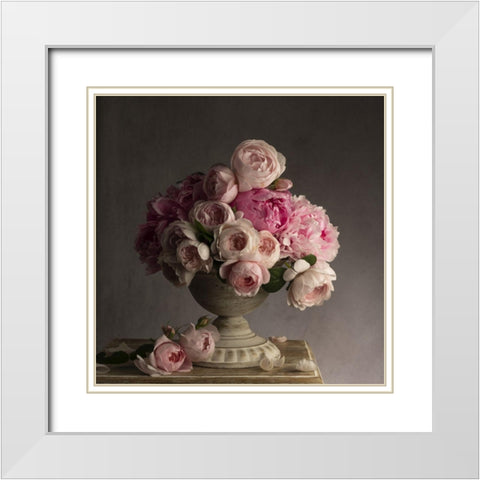 Vintage Pink Petals White Modern Wood Framed Art Print with Double Matting by McLean, Leah