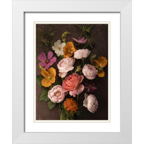 A Pocket Full of Posies White Modern Wood Framed Art Print with Double Matting by McLean, Leah