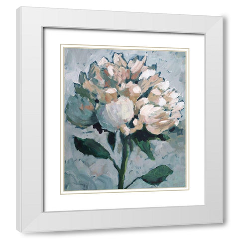 Peony White Modern Wood Framed Art Print with Double Matting by Riger, Sue