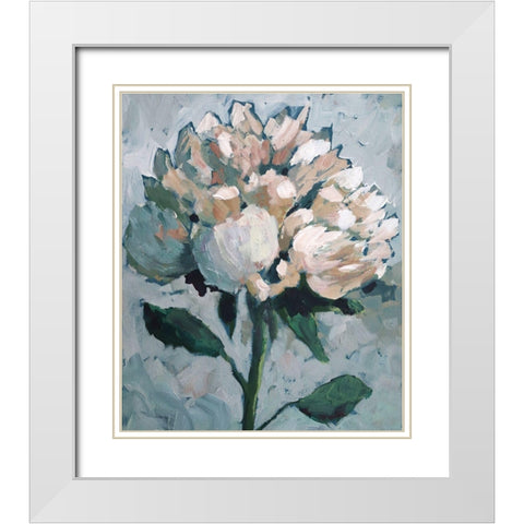 Peony White Modern Wood Framed Art Print with Double Matting by Riger, Sue