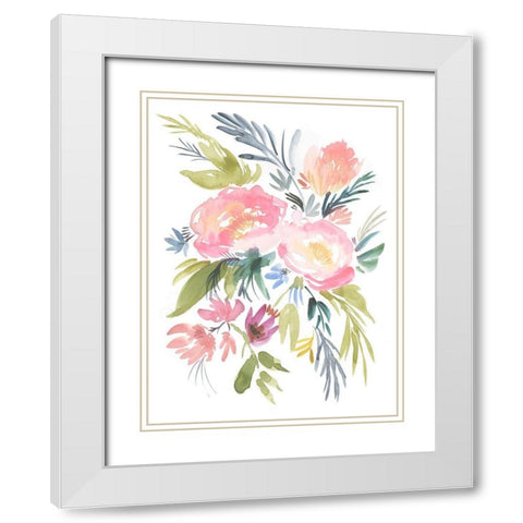 Pastel Floral Bouquet I White Modern Wood Framed Art Print with Double Matting by Goldberger, Jennifer