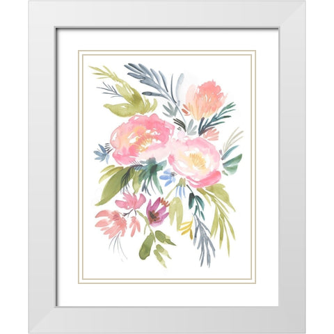 Pastel Floral Bouquet I White Modern Wood Framed Art Print with Double Matting by Goldberger, Jennifer