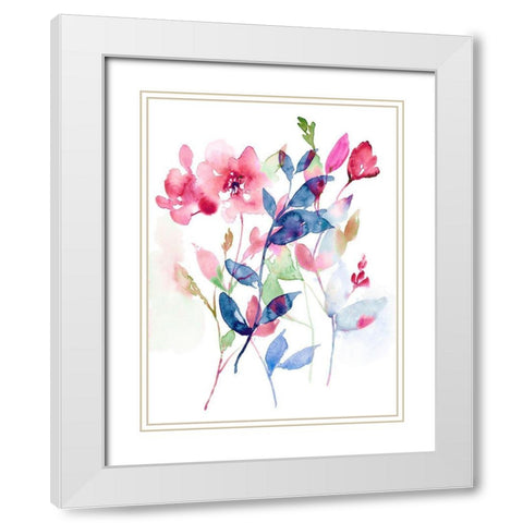 Jeweled Flowers I White Modern Wood Framed Art Print with Double Matting by Goldberger, Jennifer